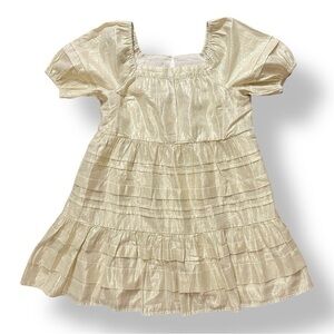 Crewcuts | Pin Tuck Dress in Gold Lamé (10)
